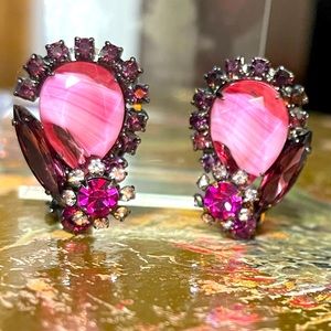 BOOK PIECE Juliana DeLizza & Elster Pink Purple Rhinestone Earrings